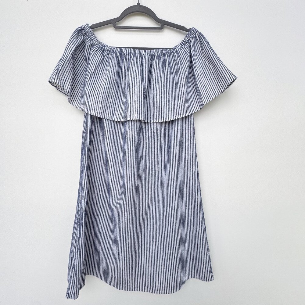 J.Crew | Off-shoulder seersucker dress in Size M